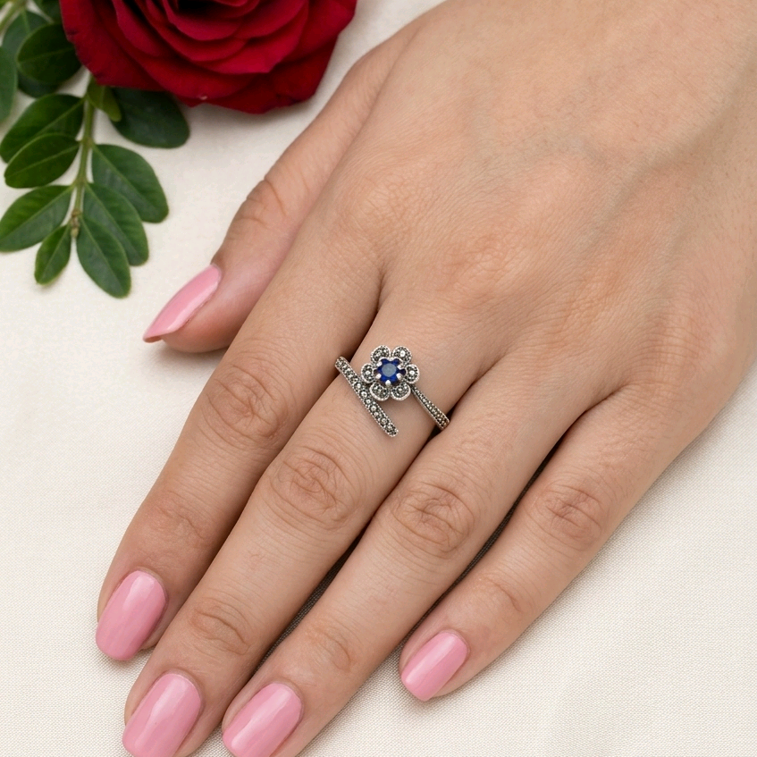 Marcasite Floral Ring